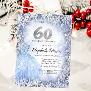 Invitation Robe Blue Snowflakes hiver 60e anniversaire