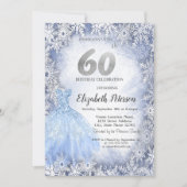 Invitation Robe Blue Snowflakes hiver 60e anniversaire (Devant)