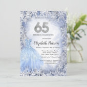 Invitation Robe Blue Snowflakes hiver 65e anniversaire (Debout devant)