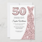 Invitation Robe Blush rose femme 50e anniversaire fête (Devant)