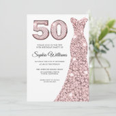 Invitation Robe Blush rose femme 50e anniversaire fête (Debout devant)