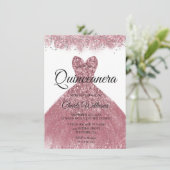 Invitation Robe Blush rose or Quinceanera Party (Debout devant)