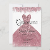 Invitation Robe Blush rose or Quinceanera Party (Devant)