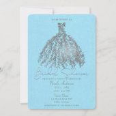 Invitation Robe botanique argent et bleu clair pour la douche (Devant)