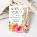 Invitation Robe botanique florale or 40e fête d'anniversaire<br><div class="desc">Robe d'or botanique florale 40e anniversaire Invitation de fête Voir la collection correspondante dans Niche et Nest Store Merci beaucoup</div>