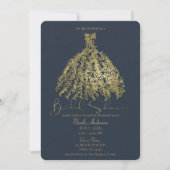 Invitation Robe botanique Gold & Rustic Blue pour la douche d (Devant)