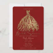 Invitation Robe botanique rouge rustique et or pour la fête d (Devant)