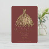 Invitation Robe botanique rustique couleur or cannelle pour d (Debout devant)