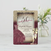 Invitation Robe Bourgogne, Ballons, Gold 50e Anniversaire (Debout devant)