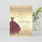 Invitation Robe Bourgogne, Parties scintillant Gold Quinceañe (Debout devant)