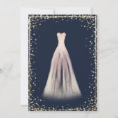 Invitation Robe, Branches, Diamants Marine Bleu Quinceañera (Dos)