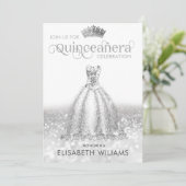 Invitation Robe brillante en argent cool tiara Quinceañera (Debout devant)