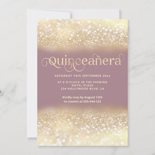 Invitation Robe brillante parties scintillant or ombre tiara  (Dos)