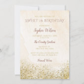 Invitation Robe brillante Rose or étincelante doux 16 anniver (Dos)