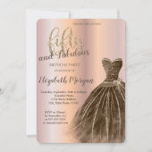 Invitation Robe Brown, Rose Gold 50e fête d'anniversaire (Devant)