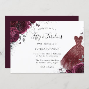 Invitation Robe Burgundy Sparkle Rose Cinquante et fabuleuse 