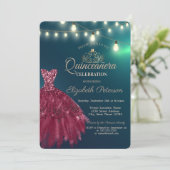 Invitation Robe Chic Bourgogne, Tiara Green Quinceañera (Debout devant)