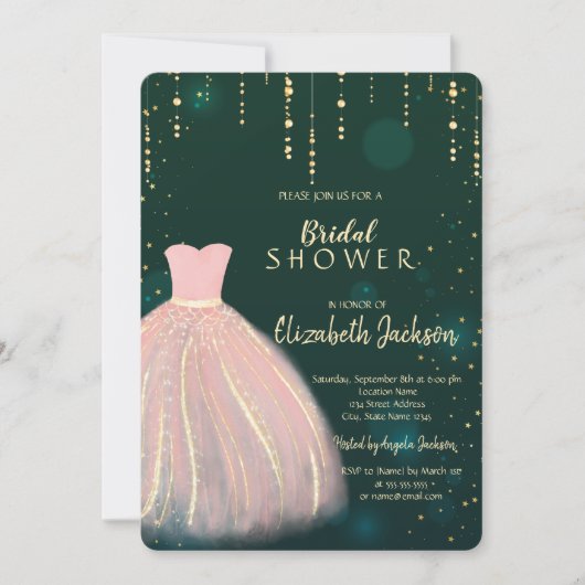 Invitation Robe Chic, Fête des mariées Verte (Devant)