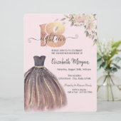 Invitation Robe Chic Fleurs roses 18e anniversaire (Debout devant)