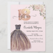 Invitation Robe Chic Fleurs roses 18e anniversaire (Devant)