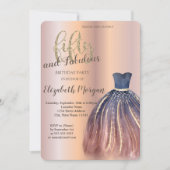 Invitation Robe chic, Gold Rose 50e fête d'anniversaire (Devant)