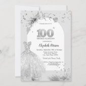Invitation Robe chic gris d'hiver 100e anniversaire (Devant)