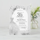 Invitation Robe chic gris hiver 35e anniversaire (Debout devant)