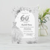 Invitation Robe chic gris hiver 60e anniversaire (Debout devant)