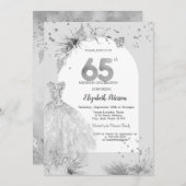 Invitation Robe chic gris hiver 65e anniversaire (Devant / Derrière)