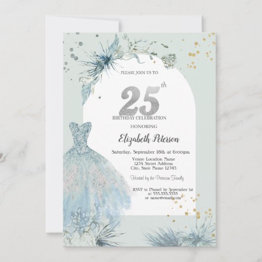 Invitation Robe chic Hiver 25e anniversaire (Devant)