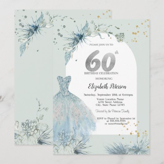 Invitation Robe chic Hiver 60e anniversaire (Devant / Derrière)
