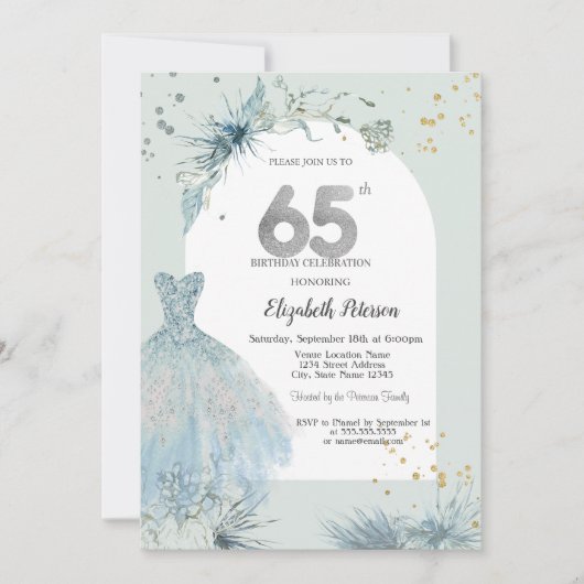 Invitation Robe chic Hiver 65e anniversaire (Devant)