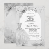 Invitation Robe Chic Hiver Gris 35e Anniversaire (Devant / Derrière)