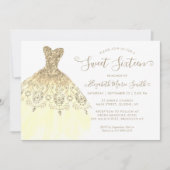 Invitation Robe Chic or jaune Parties scintillant douce 16e a
