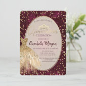 Invitation Robe Chic Or Tiara, Quinceañera Rouge (Debout devant)