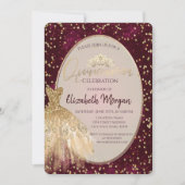 Invitation Robe Chic Or Tiara, Quinceañera Rouge (Devant)