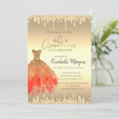 Invitation Robe Chic, Parties scintillant Drives Gold Quincea (Debout devant)