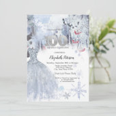 Invitation Robe Chic Paysage d'Hiver 100e Anniversaire (Debout devant)