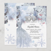 Invitation Robe Chic Paysage d'Hiver 100e Anniversaire (Devant / Derrière)
