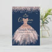 Invitation Robe Chic Tiara, Diamonds Blue Quinceañera (Debout devant)
