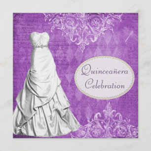 Invitation Robe chique Quinceanera pourpre chic minable