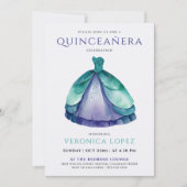 Invitation Robe classique verte violet Quinceañera Princesse (Devant)