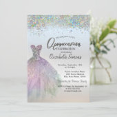 Invitation Robe Confetti Colorée Quinceañera (Debout devant)