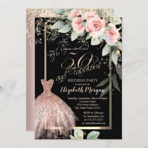 Invitation Robe, Confetti Rose Rose Gold 50e Anniversaire