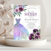Invitation Robe cool, Fleurs de violet Confetti