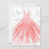 Invitation Robe corail orange danse papillon douce fête 16 an (Dos)