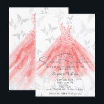 Invitation Robe corail orange danse papillon fête douce 16<br><div class="desc">Personnaliser pour tout événement</div>