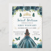 Invitation Robe d'Aqua foncé Peau foncée Princesse Douce 16 (Devant)