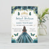 Invitation Robe d'Aqua foncé Peau foncée Princesse Douce 16 (Debout devant)