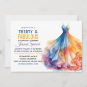 Invitation Robe d'aquarelle 30e anniversaire Elégant & Femini (Devant)